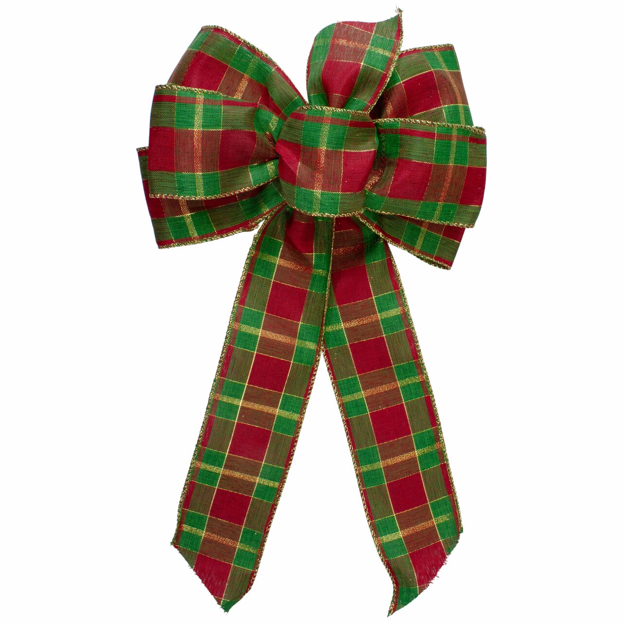 Northlight Plaid 6-Loop Christmas Bow Decoration - 9" x 14" - Red and Green